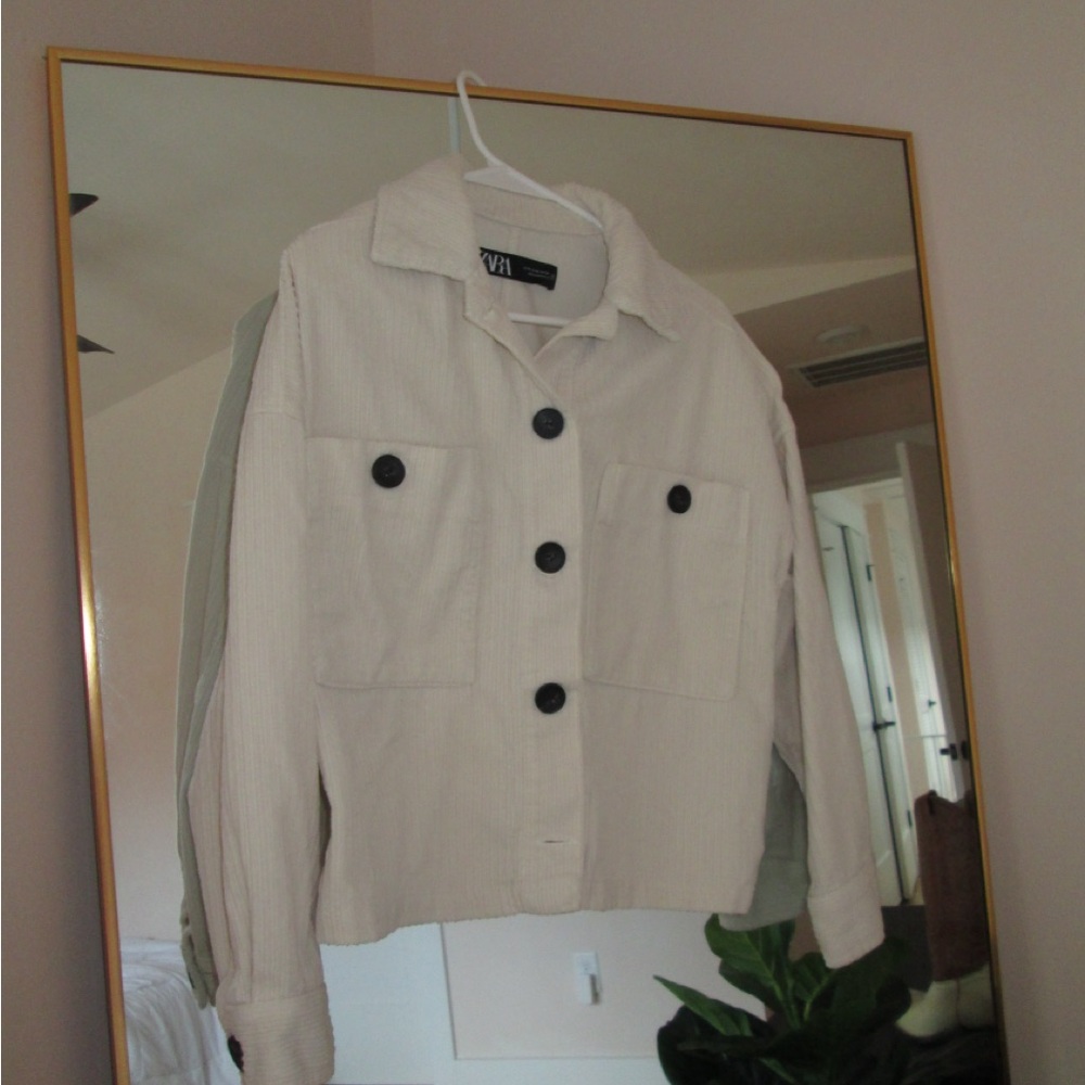 Zara Cream Utility Jacket Structured Tailored Look